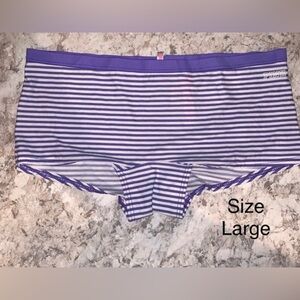 VS PINK Purple Striped  Boy Short Panty NWT Large